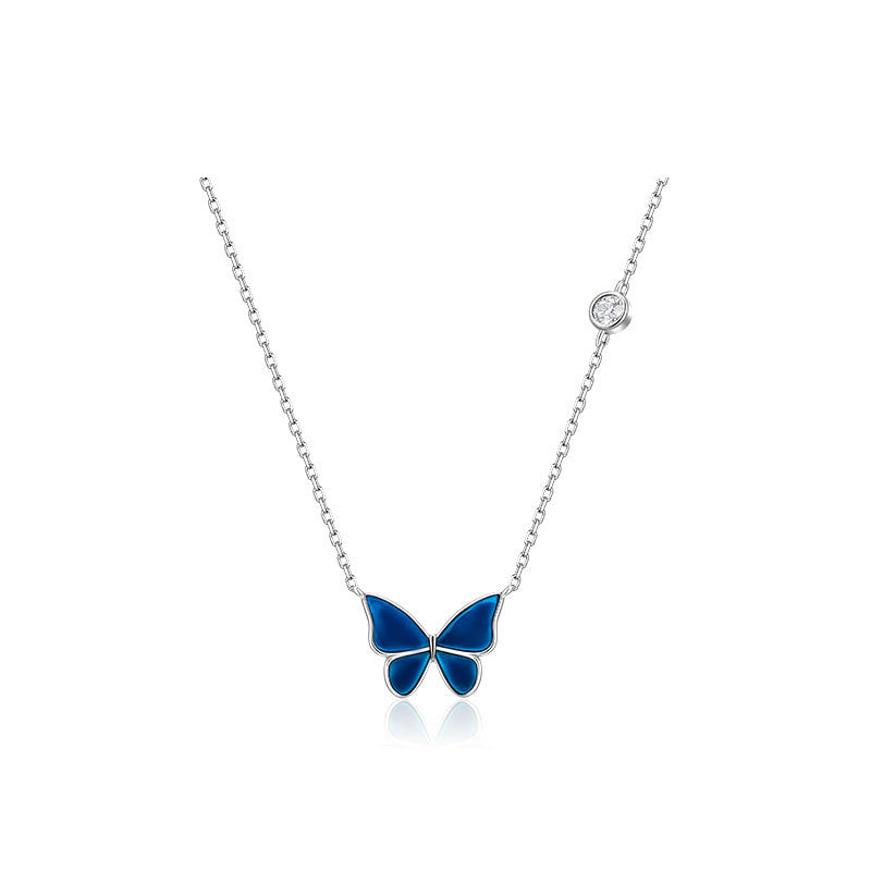 S925 Sliver Color-changed Butterfly Necklace Fashion Novelty Jewelry - White sliver - Necklaces - Carvan Mart