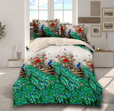 Brushed 3D four-piece set - C green 4pc sets - Bedding Sets - Carvan Mart