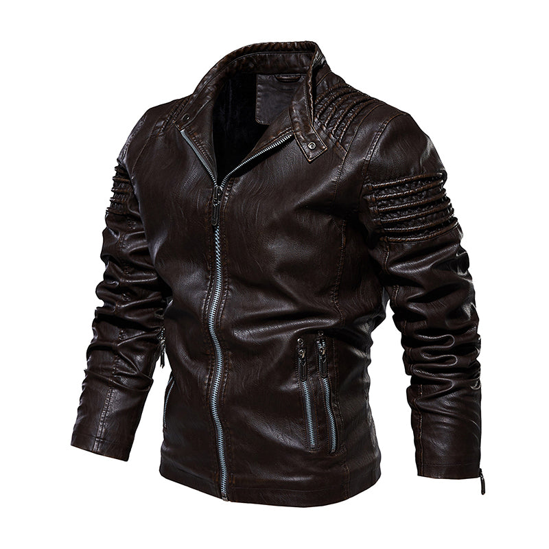 Men Leather Jacket Winter And Autumn Motorcycle PU Warm Fashion - Carvan Mart