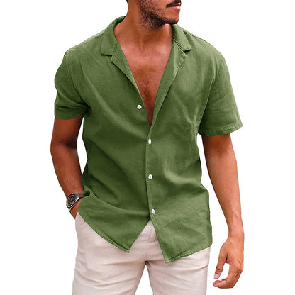 Men's Tops Casual Button Down Shirt Short Sleeve Beach Shirt Summer - Carvan Mart Ltd