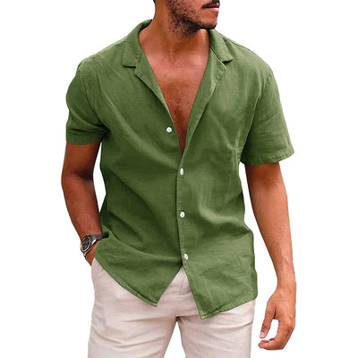 Men's Tops Casual Button Down Shirt Short Sleeve Beach Shirt Summer - Carvan Mart