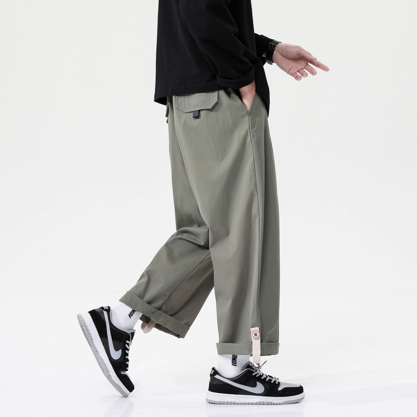 Solid Color Versatile Hip Hop Loose Drape Trousers - Carvan Mart