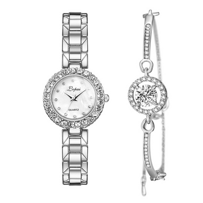 Watches-Set Bangle Clock Bracelet Wrist-Watch Quartz Women Fashion Ladies Brand Luxury - Silver white bracelet - Women's Watches - Carvan Mart