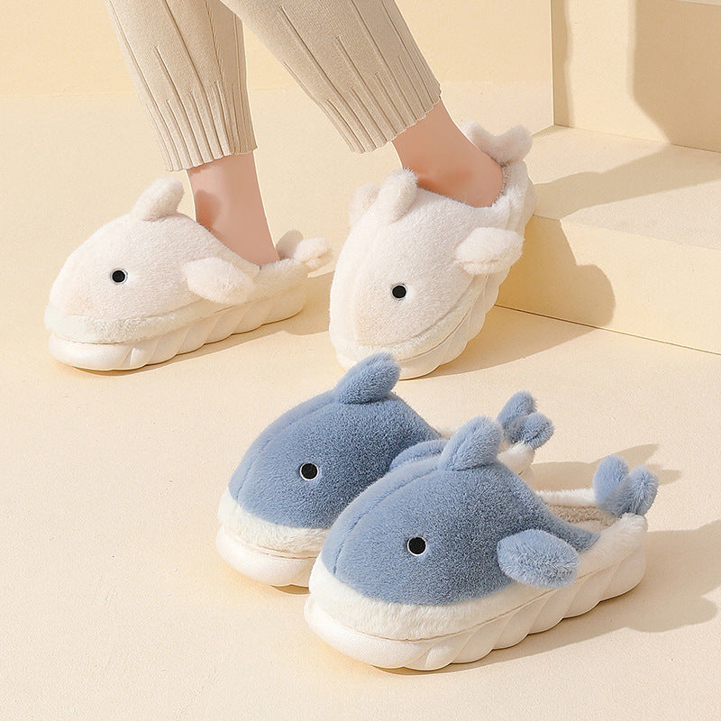 Shark Slippers Soft Sole Furry Shoes Home Bedroom Slippers - - Women's Slippers - Carvan Mart