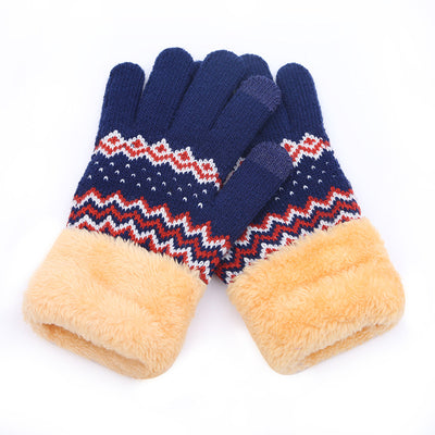 Couple knitted gloves touch screen gloves - Navy blue C - Women Gloves & Mittens - Carvan Mart