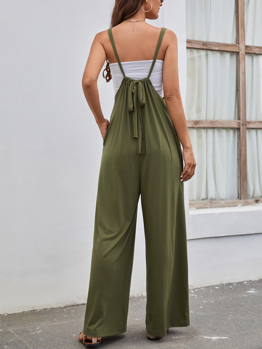 Strap High Waist Casual Wide Leg Jumpsuit - - Jumpsuits & Rompers - Carvan Mart