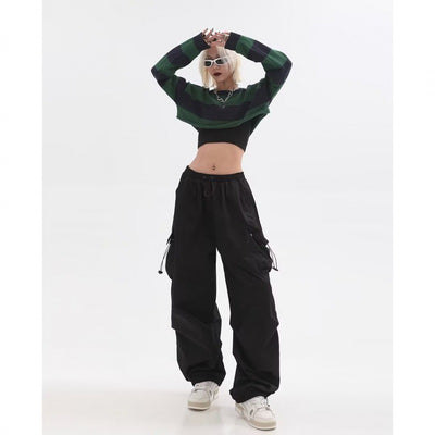 High Waist Wide Leg Cargo Pants for Women - Elegant Formal Dress Pant with Pockets - Carvan Mart