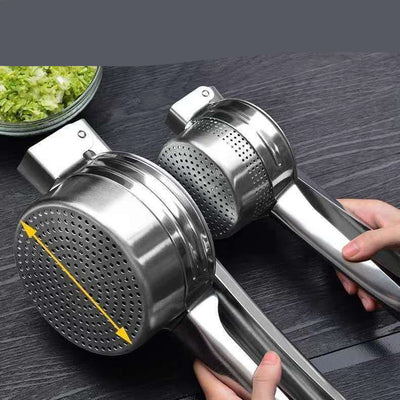 Portable Juicer Water Squeezer Stainless Steel Potato Masher Garlic Press Juicer - Large 16cm bottom hole - Essential Multifunctional Appliances - Carvan Mart