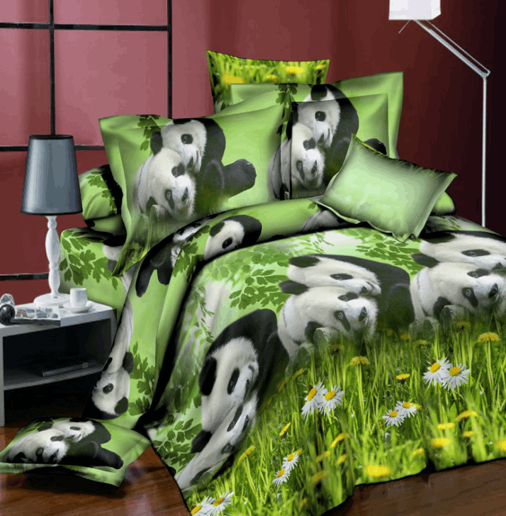 Brushed 3D four-piece set - A green 4pc sets - Bedding Sets - Carvan Mart