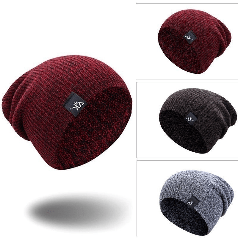 Unisex Fashionable Knitted Beanie, Winter Wool Elastic Hat For Outdoor Cycling, Camping, Travel Winter Beanie Hat Acrylic Knit Hats For Men Women - - Men's Hats & Caps - Carvan Mart