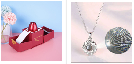 Valentine's Day Gifts Metal Rose Jewelry Gift Box Necklace Wedding Girlfriend Necklace Gifts