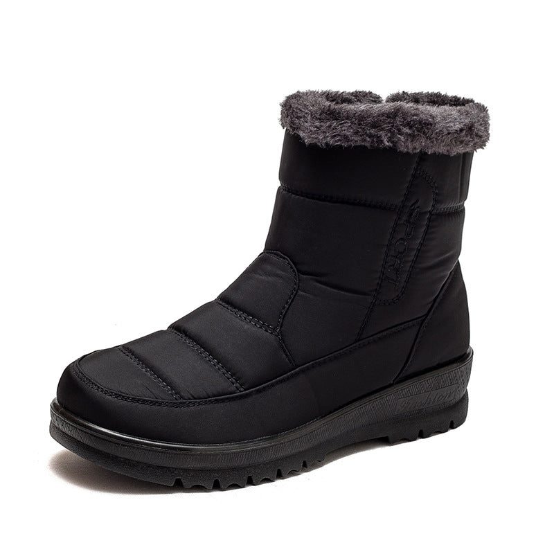 Women's Warm Snow Boots - Waterproof Winter Ankle Boots with Side Zipper - Black - Women's Shoes - Carvan Mart