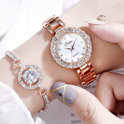 Watches-Set Bangle Clock Bracelet Wrist-Watch Quartz Women Fashion Ladies Brand Luxury - Carvan Mart