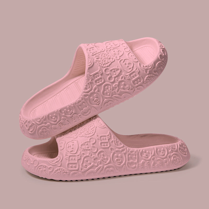 Home Slippers Thick-sole Non-slip Bathroom Slippers For Couple House Shoes - Carvan Mart