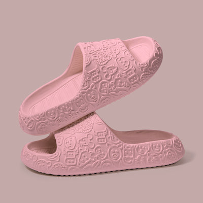 Home Slippers Thick-sole Non-slip Bathroom Slippers For Couple House Shoes - Pink - Women's Slippers - Carvan Mart