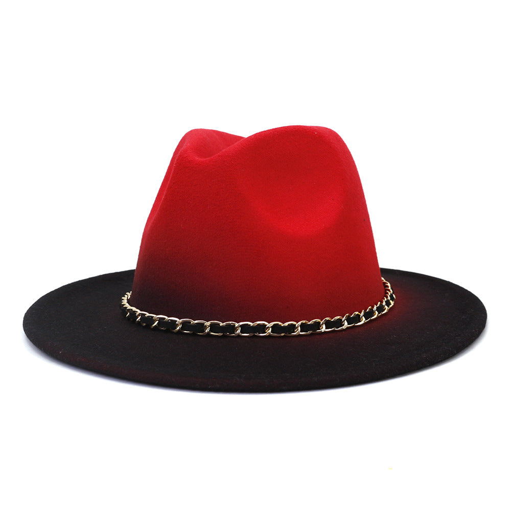 Painted Woolen Flat Brim Autumn And Winter British Style Fashion Fedora Hat - Carvan Mart