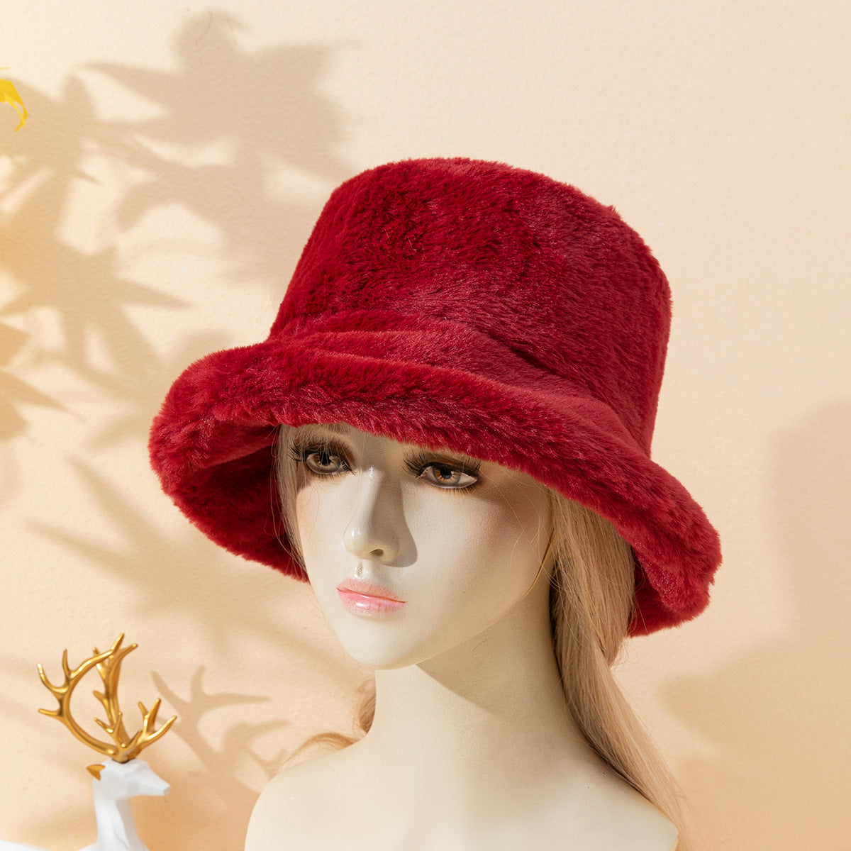 Thickened Plush And Minimalist Imitation Rabbit Hair Basin And Sweet Female Bucket Hat - Carvan Mart