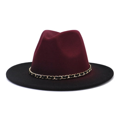 Painted Woolen Flat Brim Autumn And Winter British Style Fashion Fedora Hat - Carvan Mart