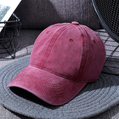 Washed Baseball Caps For Men And Women Outdoor Distressed Sun Hats Simple Caps - Wine Red - Men's Hats & Caps - Carvan Mart