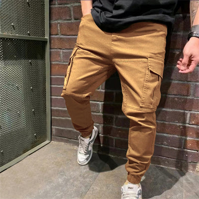 Mens Sports Pants With Pockets Casual Cargo Trousers - Khaki - Men's Pants - Carvan Mart