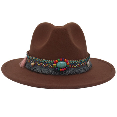Ethnic Style Western Cowboy Hat Gem Accessories Tibetan Top Hat - Carvan Mart