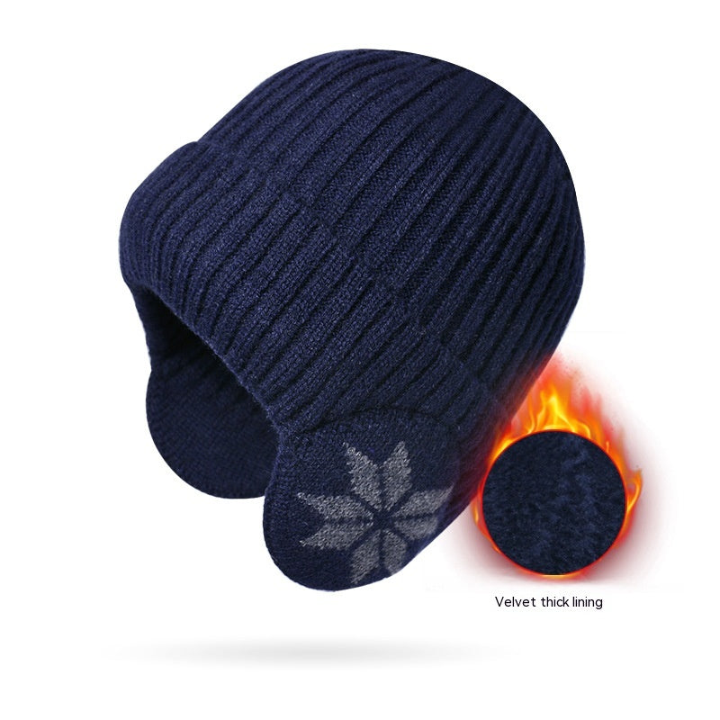 Thermal Knitting Woolen Cap Men's Fleece-lined Thickened Winter Trending Products - Navy Blue - Men's Hats & Caps - Carvan Mart