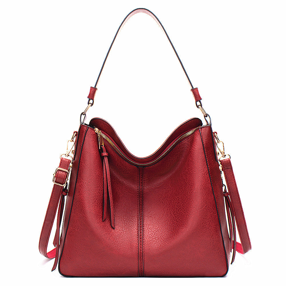 High Capacity Fashion Hobo Bags - Versatile PU Leather Tote for Women - Red - Shoulder Bags - Carvan Mart