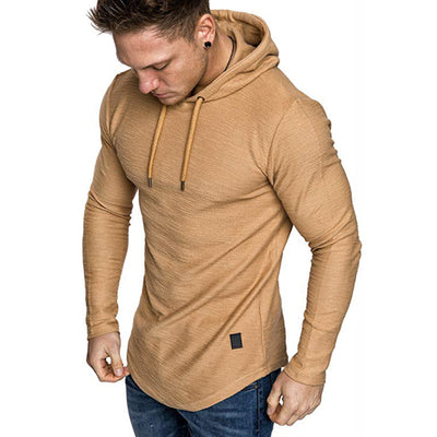 Modern Slim-fit Hooded Tops Men's Casual Long Sleeve Slim Top Sporty Performance Sweatshirt - Khaki - Men's Hoodies & Sweatshirts - Carvan Mart