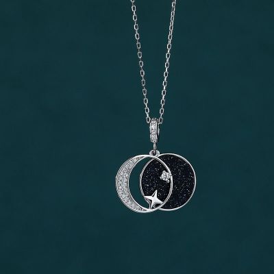 S925 Sterling Silver Star Moon Necklace - Carvan Mart