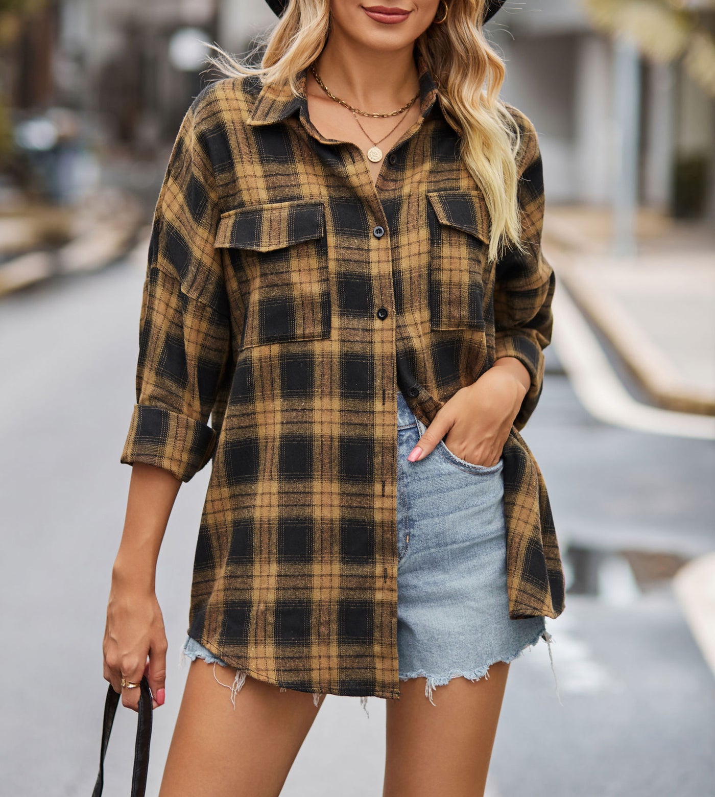 Tailored Flannel Shirt Winter Leisure Long Sleeve Plaid Pocket Shirt - - Winter Tops - Carvan Mart