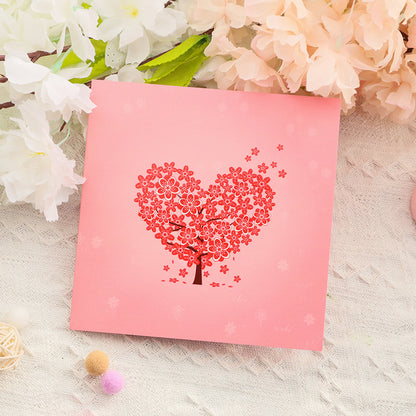 Stereoscopic Greeting Cards Love Cherry Tree Paper