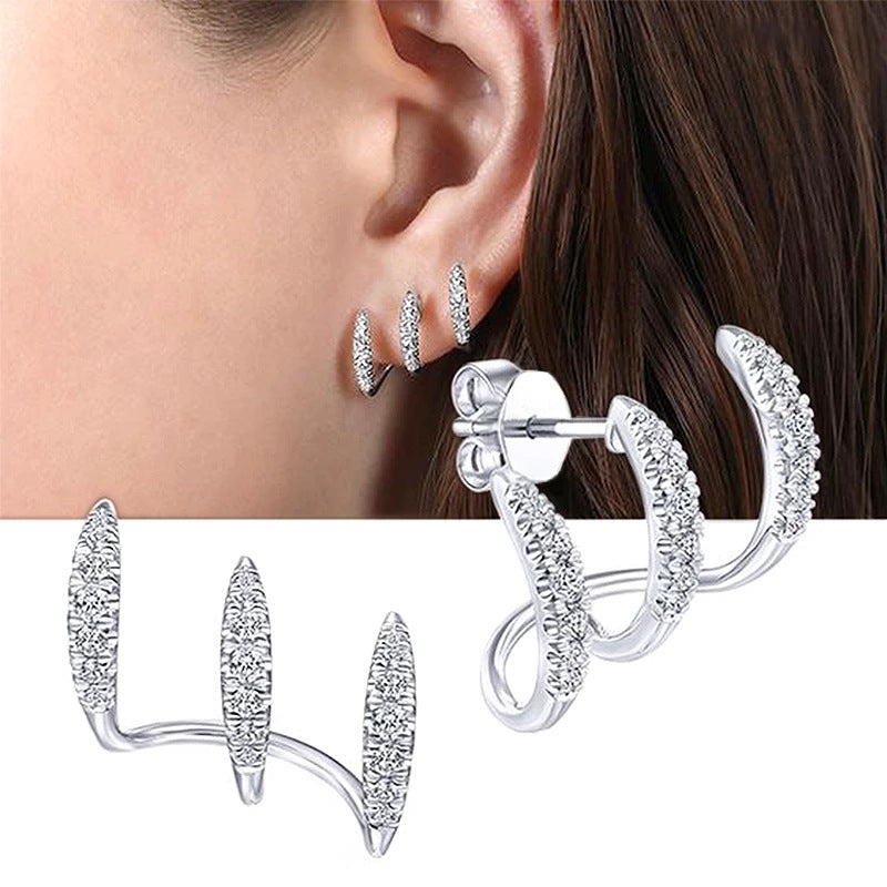 Earrings Diamond Inlaid Vibrato Cold Design Sense - Carvan Mart