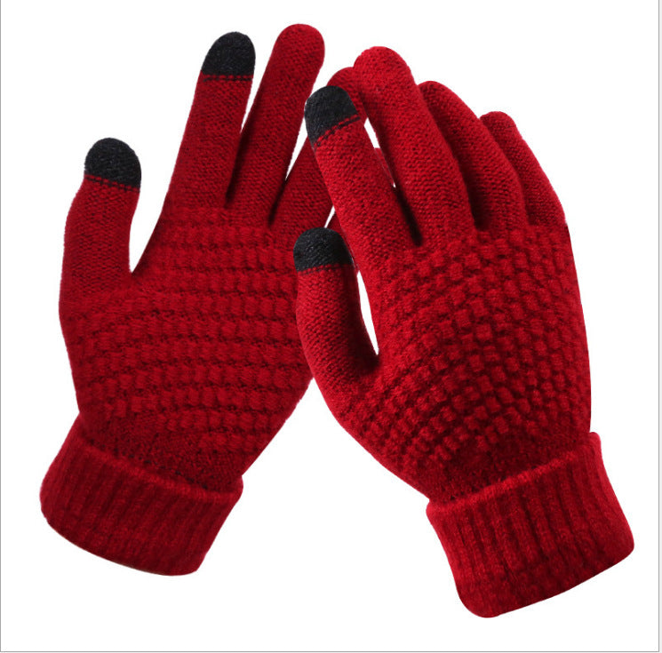 Couple knitted gloves touch screen gloves - Red - Women Gloves & Mittens - Carvan Mart