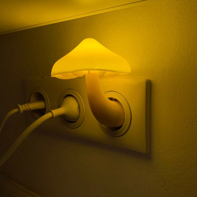 LED Night Light Mushroom Wall Socket Lamp EU US Plug Warm White Light-control Sensor Bedroom Light Home Decoration - - Led Lighting - Carvan Mart