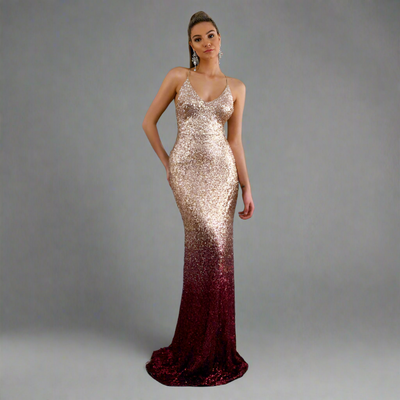 Elegant Sequin Mermaid Evening Gown - Sparkling Backless Prom Dress - Carvan Mart