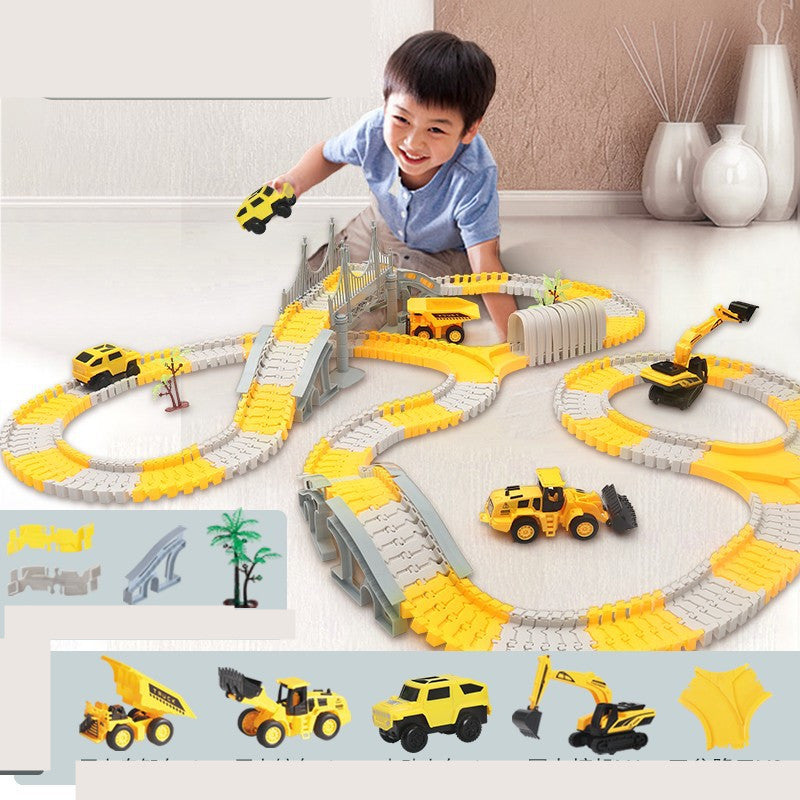 Tong Li Engineering Car Rail Car Toy Puzzle - Yellow 334piece - Gift - Carvan Mart