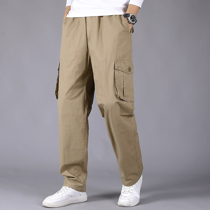 Korean Style Loose Straight Leg Thin Fat Pants - Comfortable Cotton Trousers for Spring - Naturals - Men's Pants - Carvan Mart