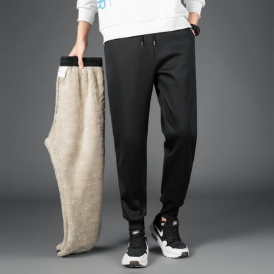 Thickened Lamb Down Casual Pants - Warm and Stylish Straight Leg Winter Trousers for Men - Black 910 - Men's Pants - Carvan Mart