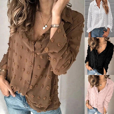 Spring And Summer New Cross-border Women's Clothing Fashion Long Sleeve Shirt - Carvan Mart