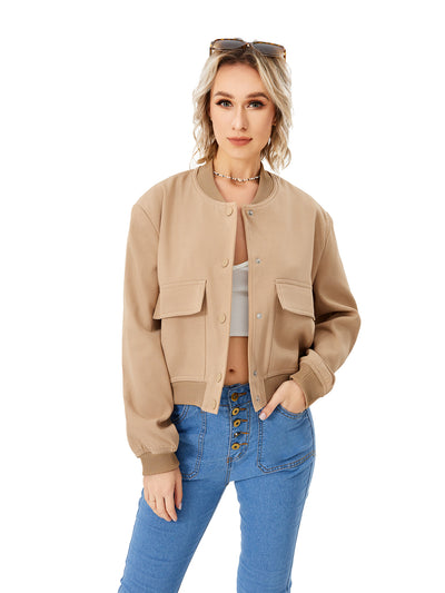 Women's Lightweight Cropped Bomber Jacket - Carvan Mart