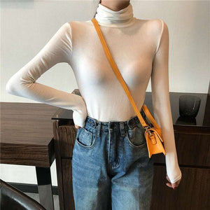 Slim Solid Color Bottom Shirt Women's Top - White One size - Winter Tops - Carvan Mart