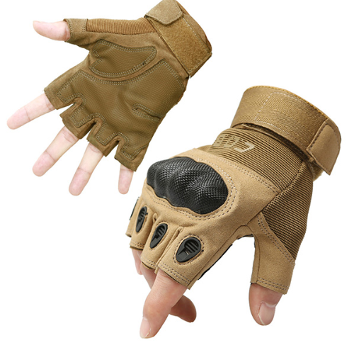 Tactical Gloves Army Military Men Gym Fitness Riding Half Finger Rubber Knuckle Protective Gear Male Tactical Gloves - Carvan Mart