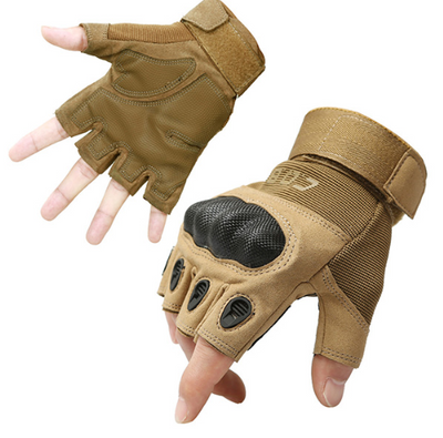 Tactical Gloves Army Military Men Gym Fitness Riding Half Finger Rubber Knuckle Protective Gear Male Tactical Gloves - Sand color B - Men's Gloves - Carvan Mart