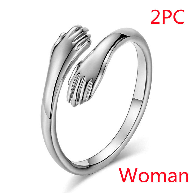 Alloy Simple Hands Hug Ring Opening Adjustable Jewelry - - Women's Rings - Carvan Mart