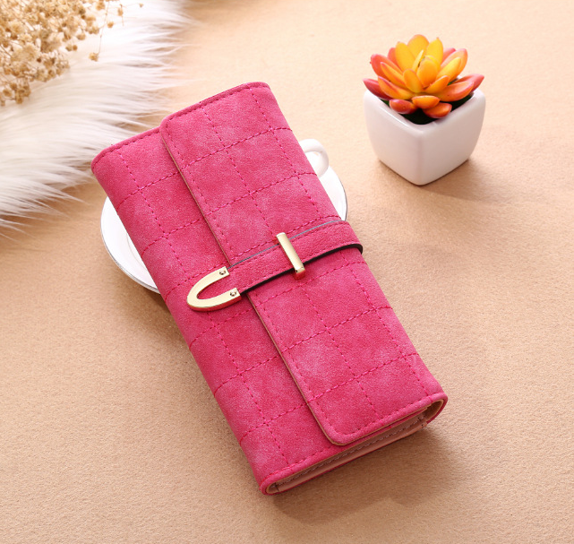 Frosted Lingge Long Wallet - Rose red - Women's Wallet - Carvan Mart