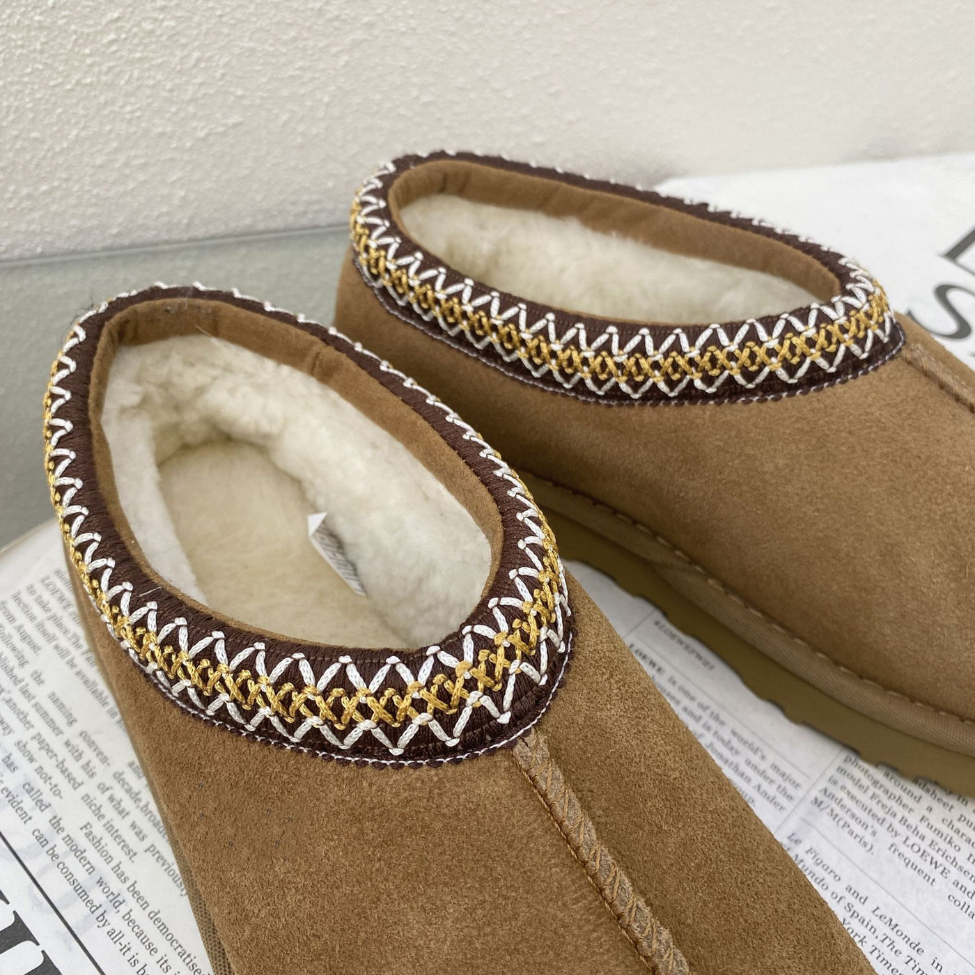 Tasman Shearling Lined Shoes in Chestnut - Cozy Suede Leather Lazy Shoes with Warm Wool Lining - - Women's Shoes - Carvan Mart