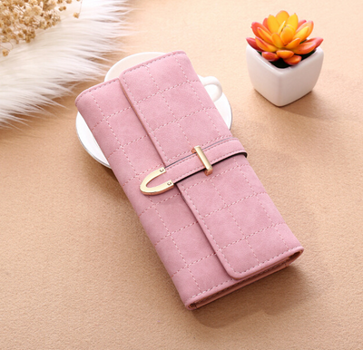 Frosted Lingge Long Wallet - Pink - Women's Wallet - Carvan Mart