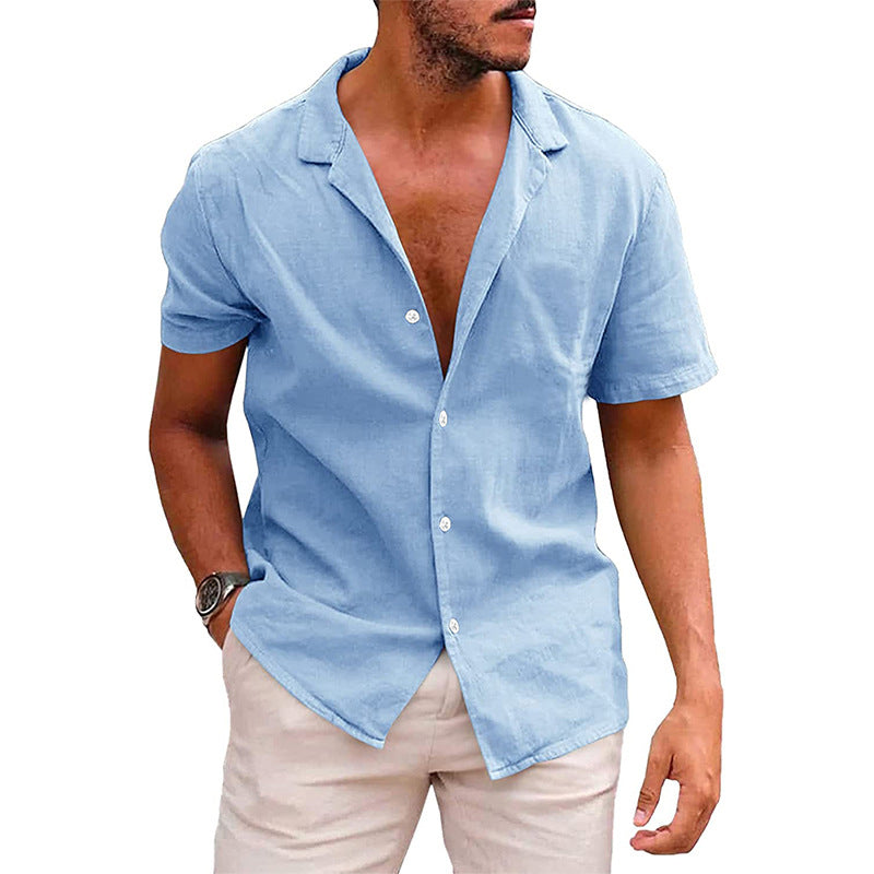 Men's Tops Casual Button Down Shirt Short Sleeve Beach Shirt Summer - Carvan Mart Ltd