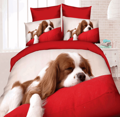 Brushed 3D four-piece set - B red 4pc sets - Bedding Sets - Carvan Mart