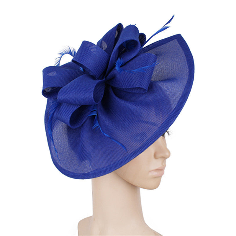 Fascinator Hat Wind Cover Mesh Fashion Bride Wedding Hat - Royal blue - Women's Hats & Caps - Carvan Mart